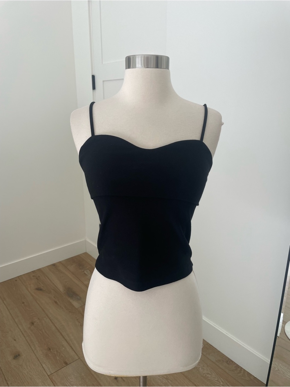 LNA Black Spaghetti Strap Sweetheart Camisole
